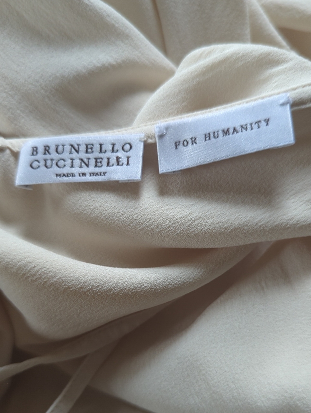 Brunello Cucinelli Vanilla Silk Crepe Sleeveless Faux-Wrap Jumpsuit - Picture 12 of 13